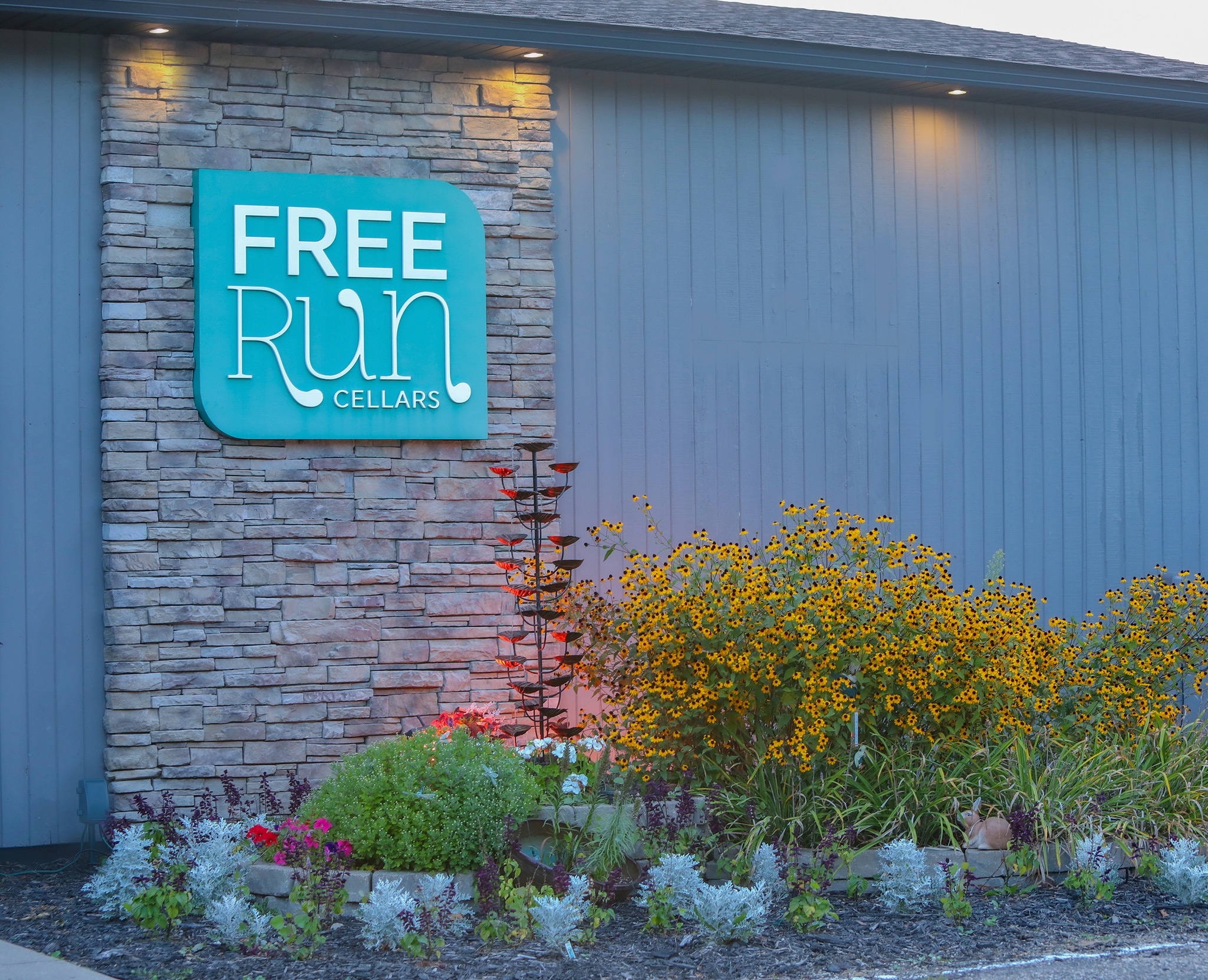 Exterior sign at dusk
