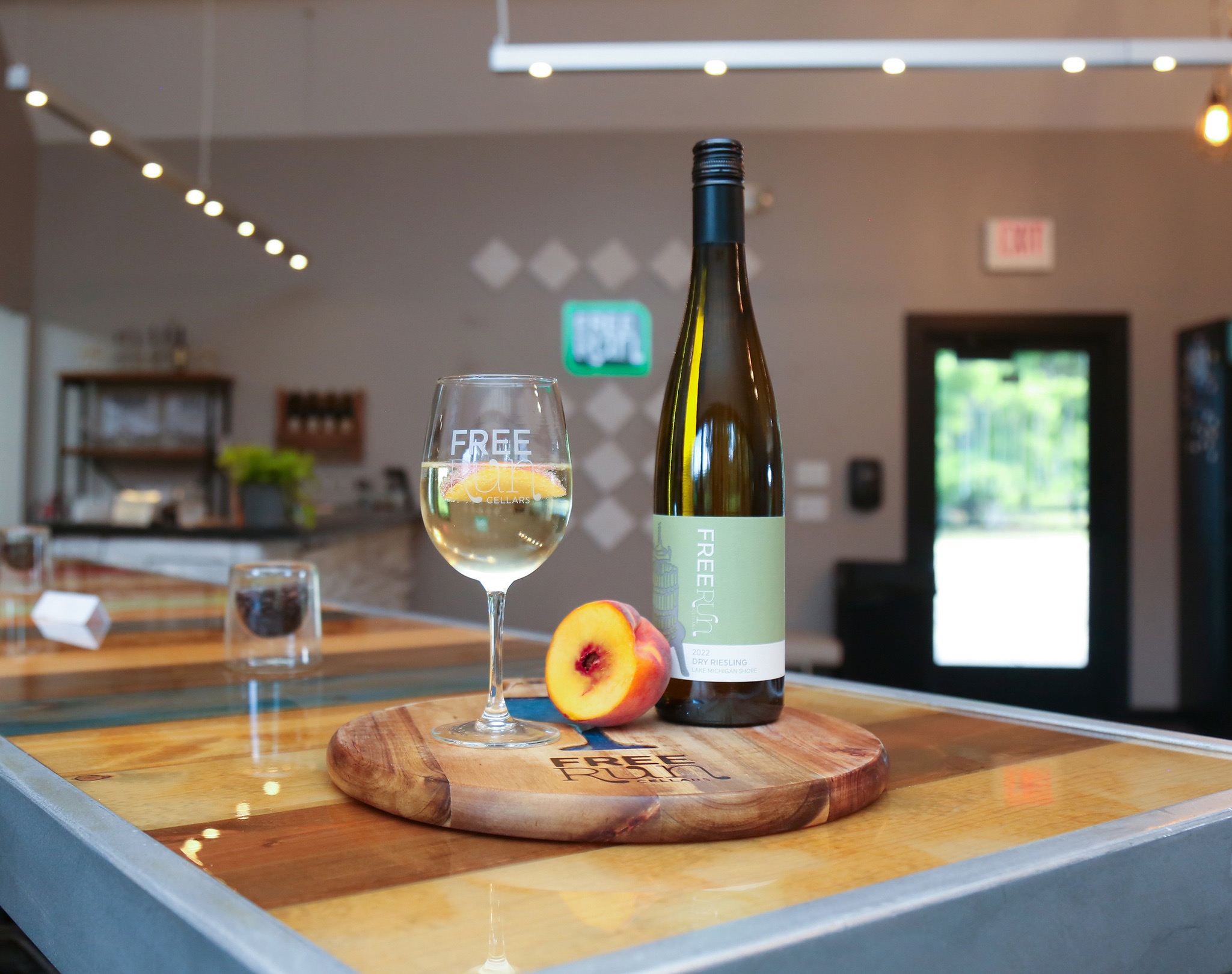 Dry Riesling bottle and glass